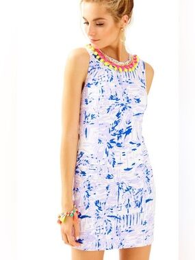 Lilly Pulitzer MILA SHIFT DRESS Lilac Verben Rock The Dock Purple White Size 8